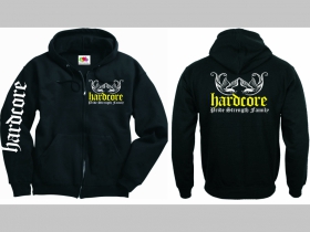 Hardcore - Pride, Strength, Family  hrubá mikina na zips s kapucou stiahnuteľnou šnúrkami